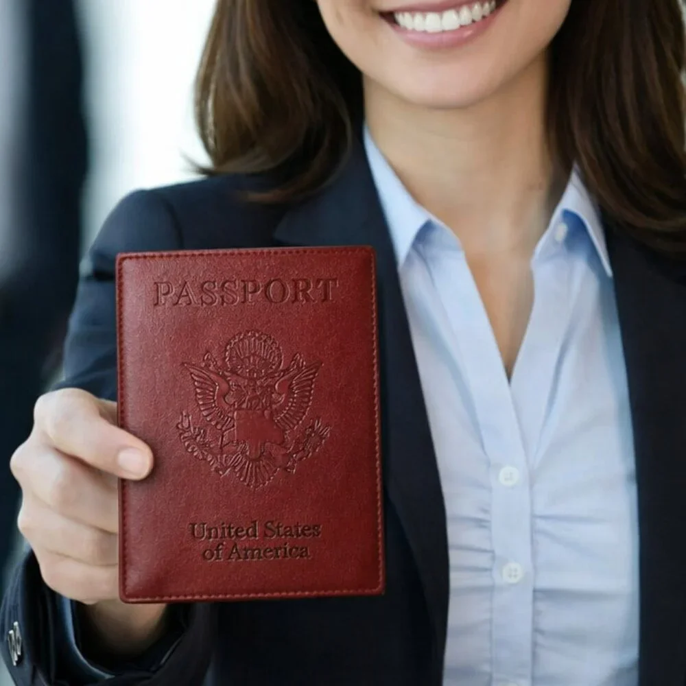 Elegant Burgundy Passport Cover & Vaccine Holder - Picture 3 of 5